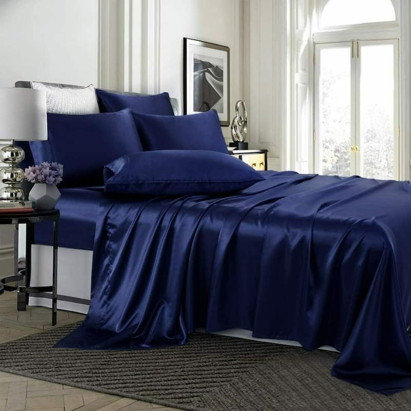 4 Piece Satin Bedding Set Queen Size