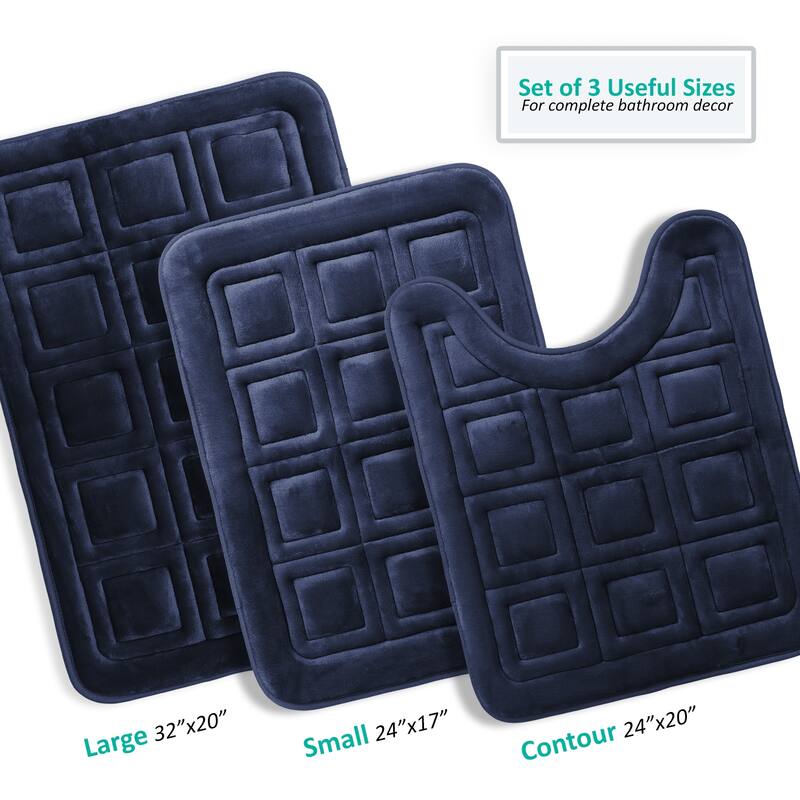 Clara Clark Ultra Soft Non Slip and Absorbent Bath Rug - Waffled Velvet Memory Foam Bath Mat