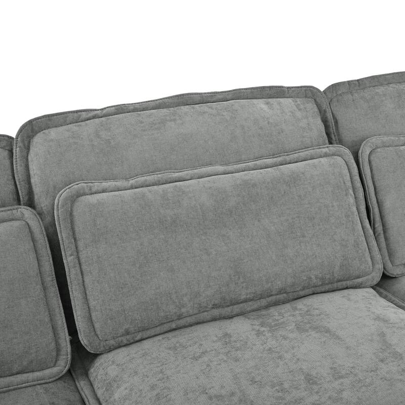 4-Seater Comfy Cloud Couches Double-Layer Cushion Recliner Sofa