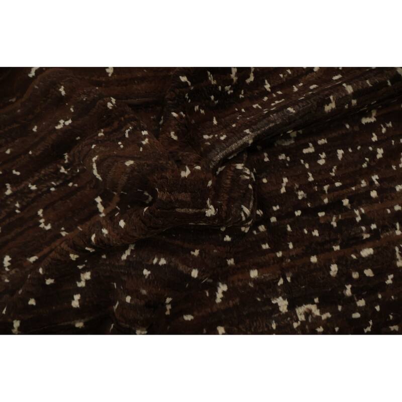 Hand Knotted Oriental 100% Wool Carpet Modern Geometric Brown Moroccan Area Rug - 8' 7'' X 6' 1''