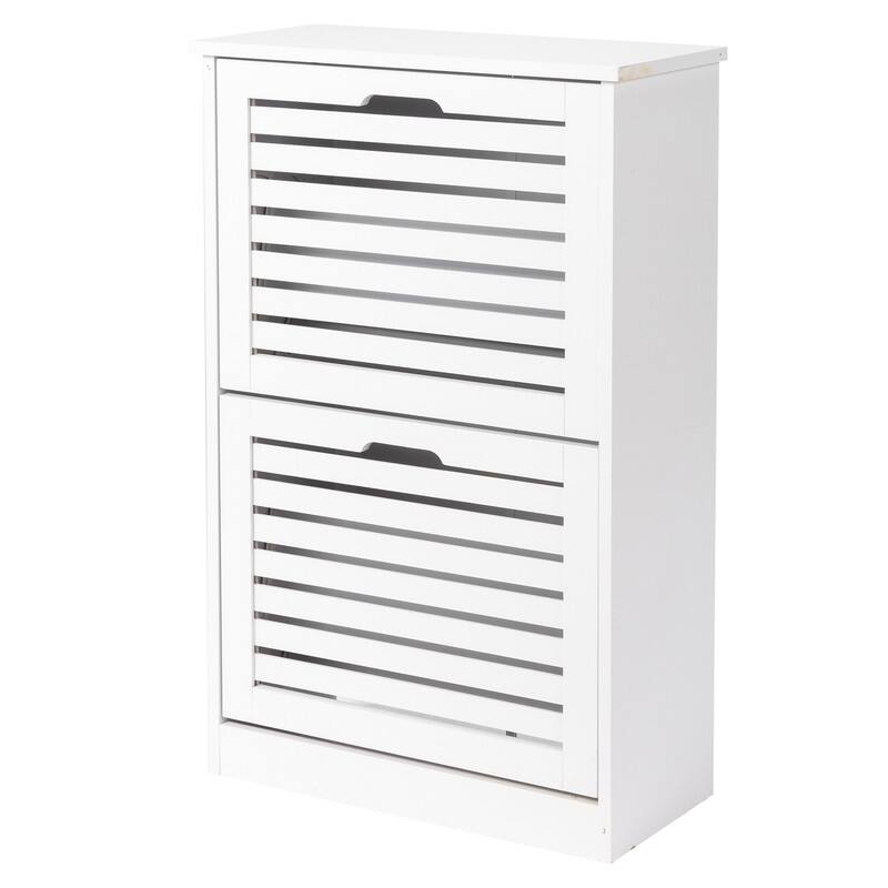 21.26" W MDF Shutter Drawers Shoe Cabinet White