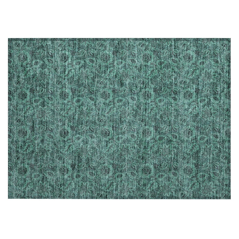 Machine Washable Indoor/ Outdoor Chantille Floral Rug