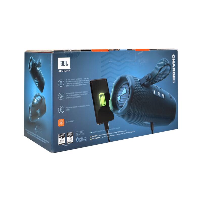 JBL Charge 6 Portable Waterproof Bluetooth Speaker (Blue)