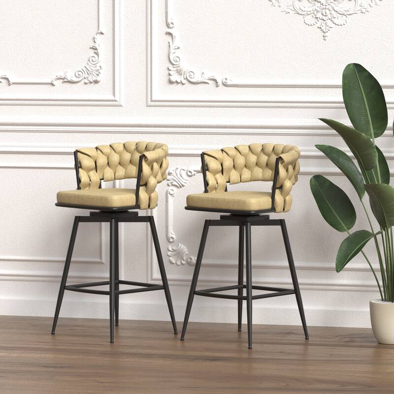 360 Swivel Upholstered Bar Chair Set of 2