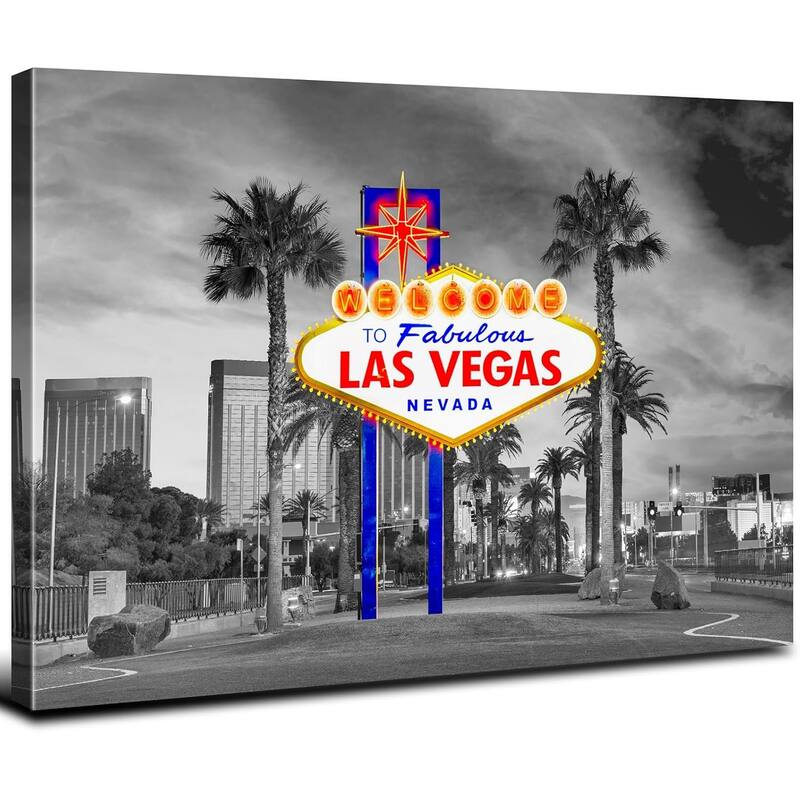 Las Vegas Sign Wall Art Black and White City Posters Nevada - 16 x 12