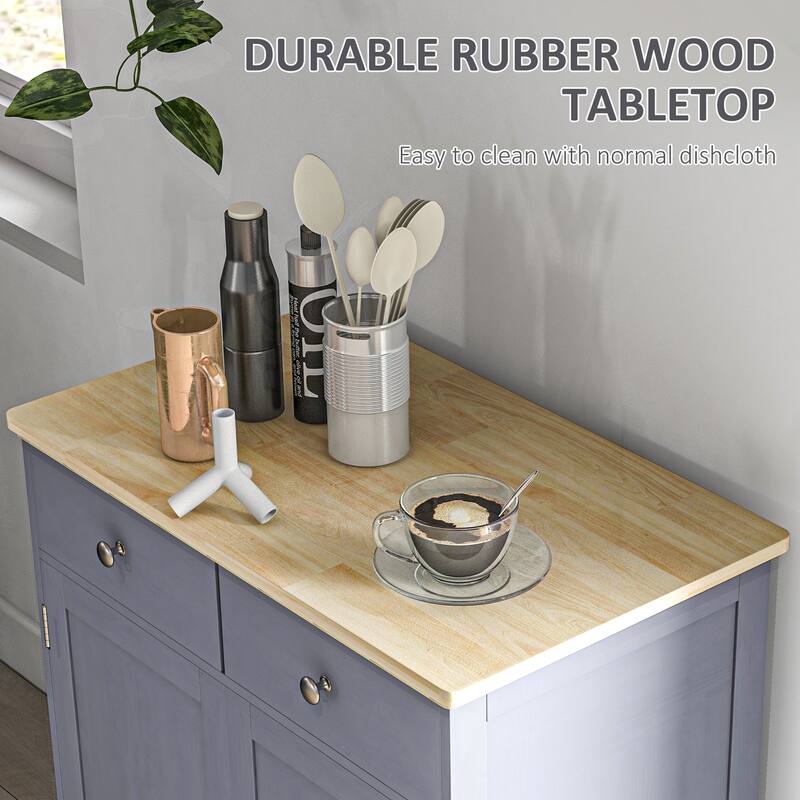 Sideboard Buffet Cabinet, Double Door Kitchen Cabinet, Coffee Bar Storage with 2 Drawers, Adjustable Shelf