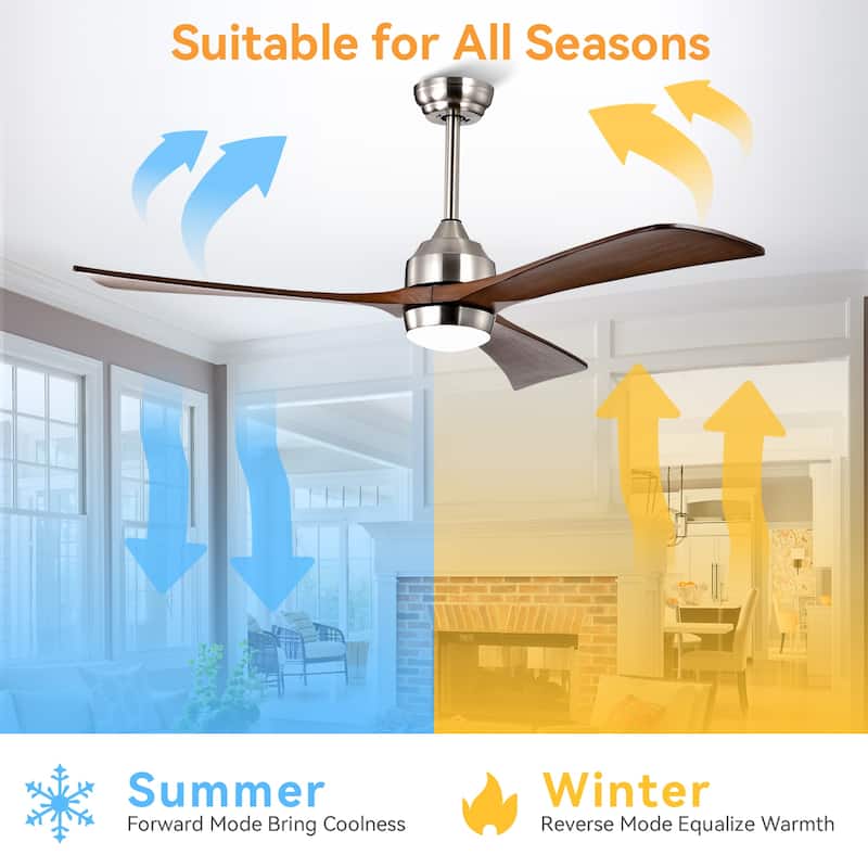 52" Ceiling Fan with Lights Remote Control,Quiet DC Motor 6 Speed Levels,Reversible Blades, for Patio Living Room, Bedroom
