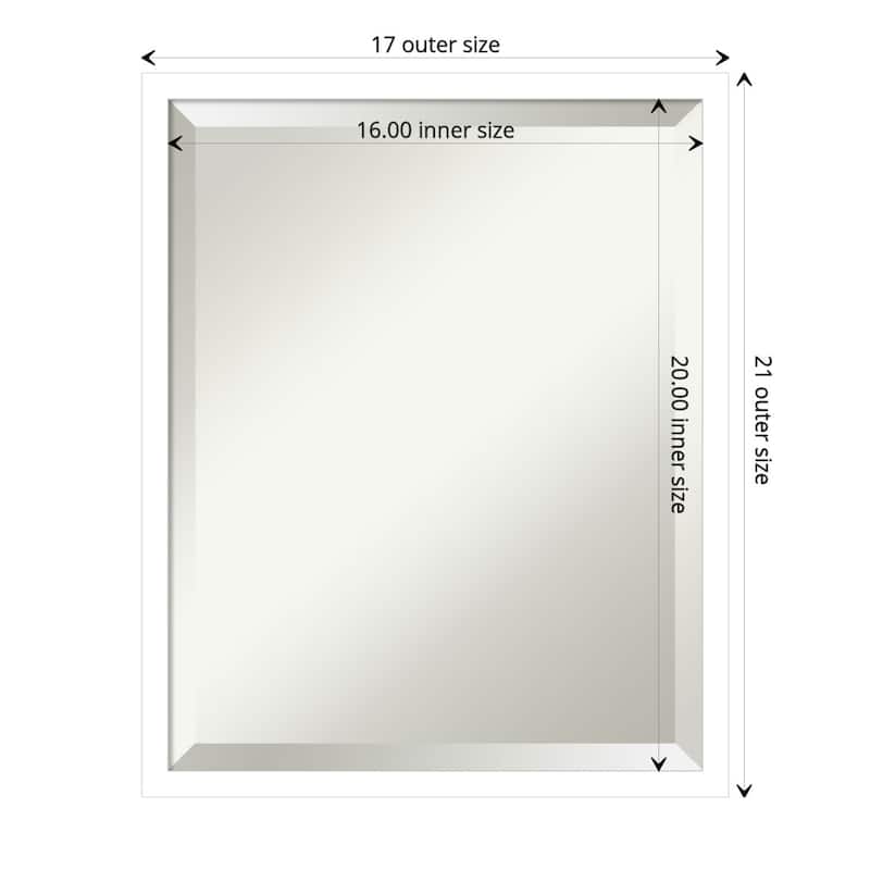 Beveled Wood Bathroom Wall Mirror - Svelte Frame - Outer Size: 17 x 21 in - Svelte White