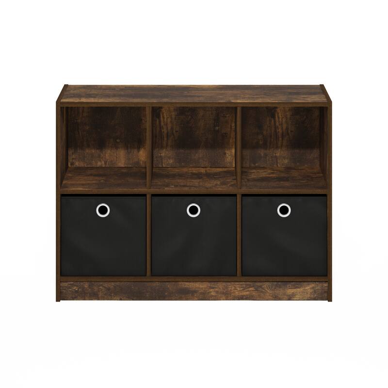 31.6 in. Tall Black Wood 6-Shelf Bookcase