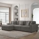 preview thumbnail 31 of 132, 118" W Corduroy L-shape Modular Sectional Sofa with Pillows Light Grey - Left Facing