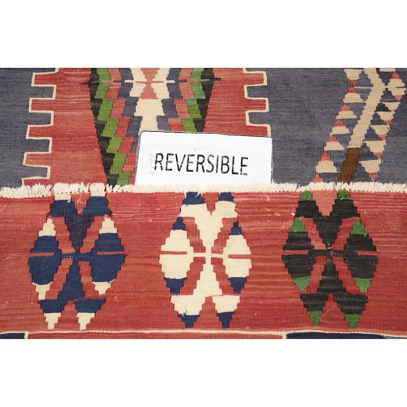 Hand Woven Oriental 100% Wool Carpet Southwestern Tribal Oranges & Rust Kilim Area Rug - 9' 3'' X 5' 1''