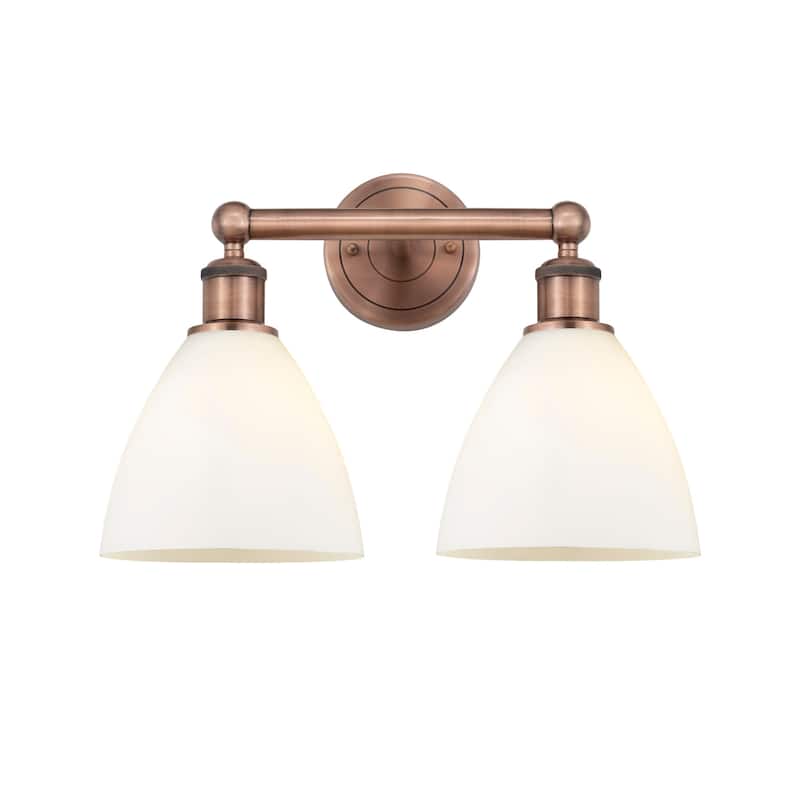 Innovations Lighting 616-2W-12-17 Bristol Vanity Bristol Glass 2 Light - Antique Copper / Matte White