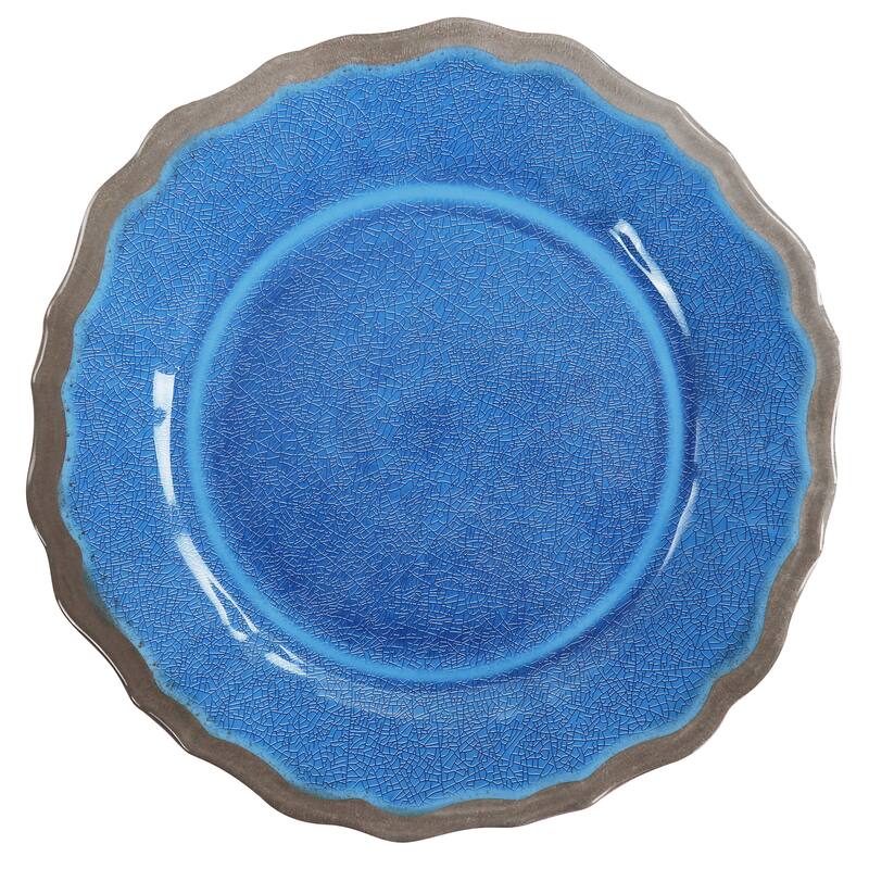 12 Piece Crackle Melamine Dinnerware Set in Azure