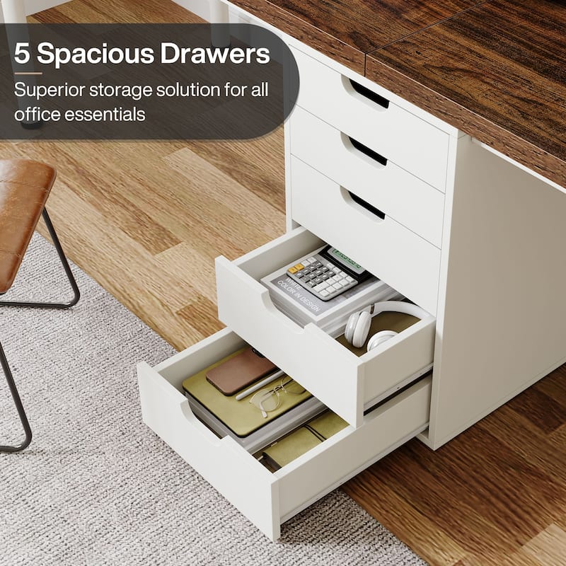 78.7 Inches Computer Desk with 5 Drawers, Two Person Office Des