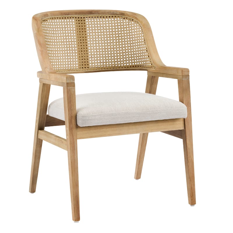 Christopher Knight Home - Mid-Century Extendable Dining Table Set with Upholstered Cane Back Dining Chairs