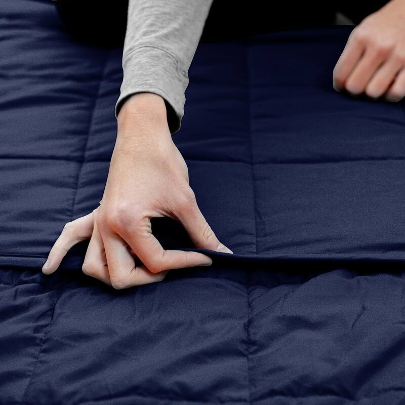 Quilted Microfiber Weighted Blanket 10 lbs. Navy Blue Bed Bath