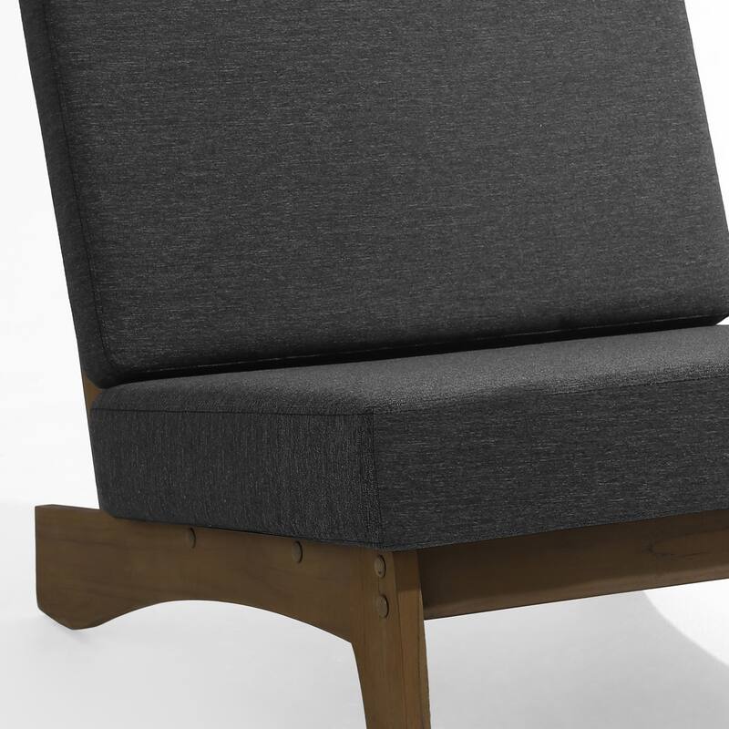 Set of 2 Patio Teak Wood Outdoor Club Chair with Cushions