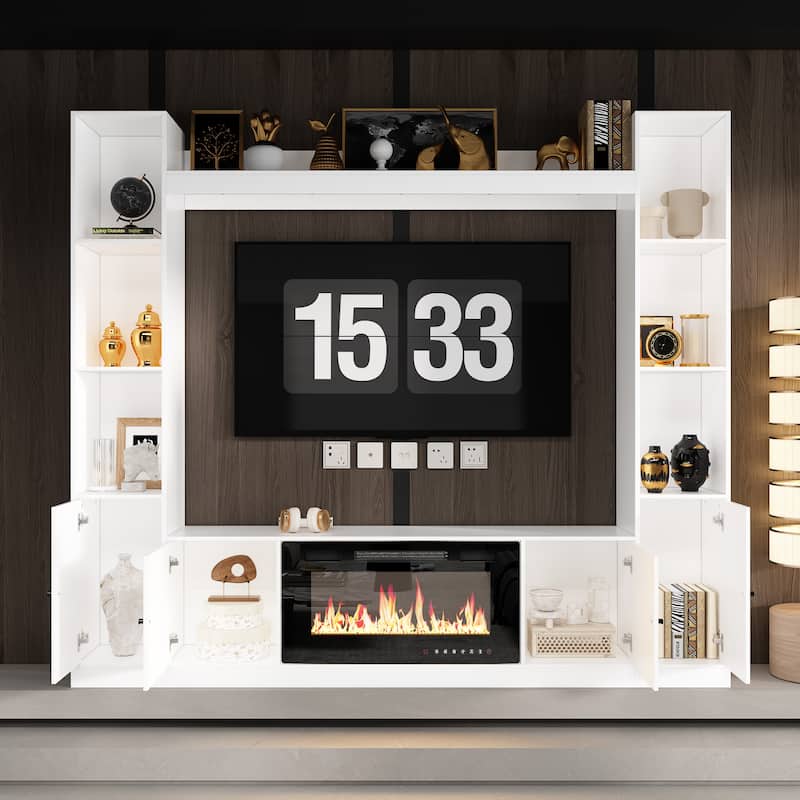 TV Stand/Electric Fireplace Ensemble Cozy Stylish Living Room Solution