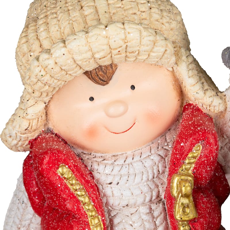 Boy with Puppy and Lighted Lantern Christmas Decoration - 16" - Clear LED light