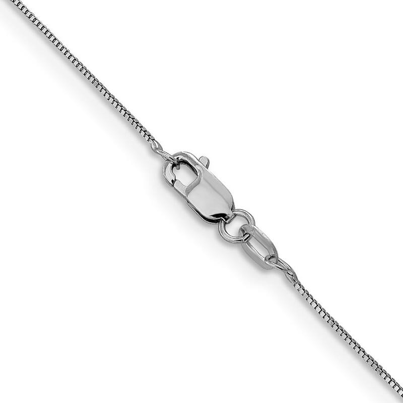Curata Italian 14k White Gold Solid 0.5mm Baby Box Chain Necklace (Lobster) Options: 16 18 20 22 24