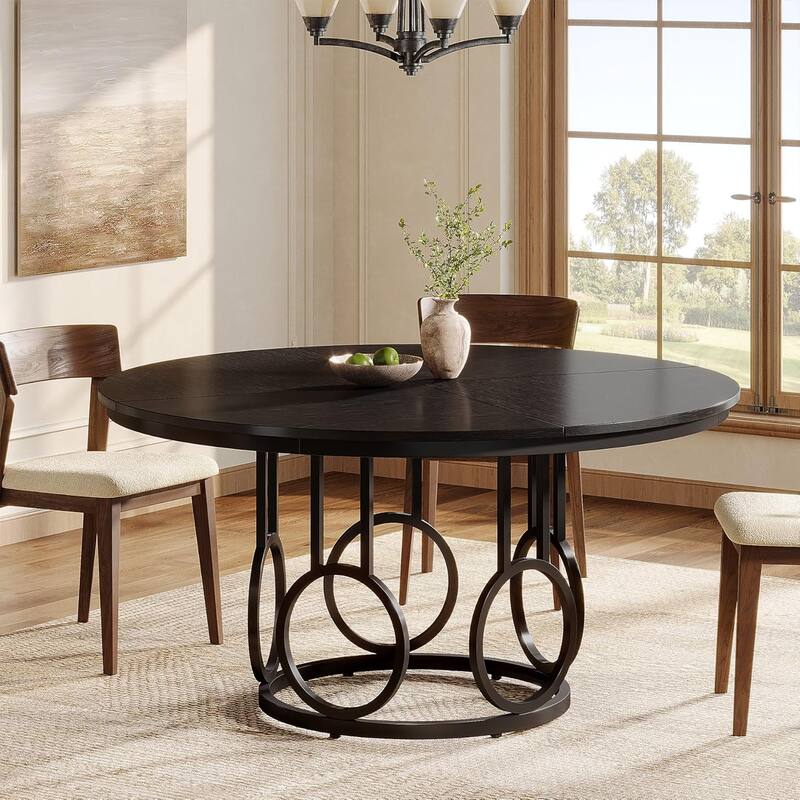 Round Dining Table for 4-6, 47” Dinner Table for Kitchen