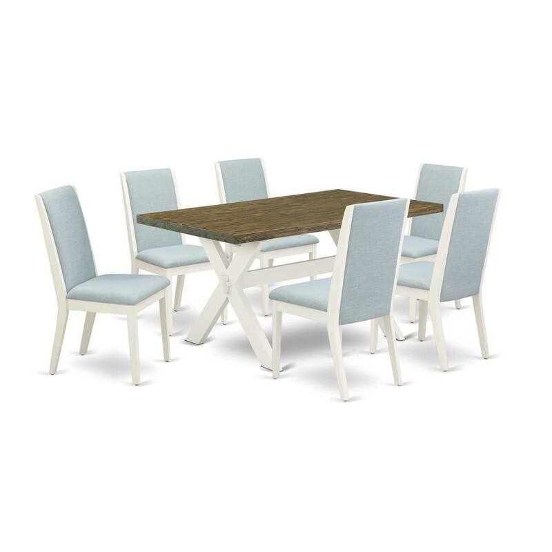 HomeStock 7-Piece Multi-Color Solid Wood Top-Rectangular Upholstered Dining Room Set-Seats 4