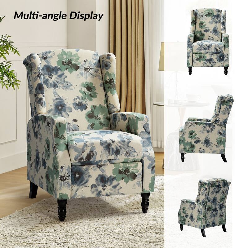 Damaris Mid-Century Modern Manual Pushback Recliner with Wingback Design by HULALA HOME