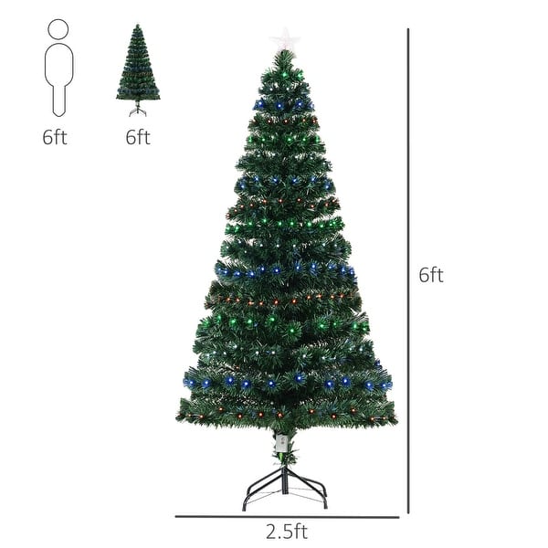 dimension image slide 2 of 4, HOMCOM 6 ft. Prelit Artificial Christmas Tree with Stand, Colored Christmas Tree