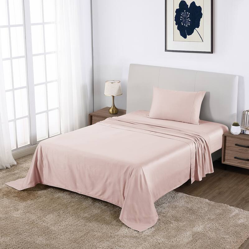 Anne Klein Reverie 4-Piece Cotton Sateen Sheet Set - Twin - Blush