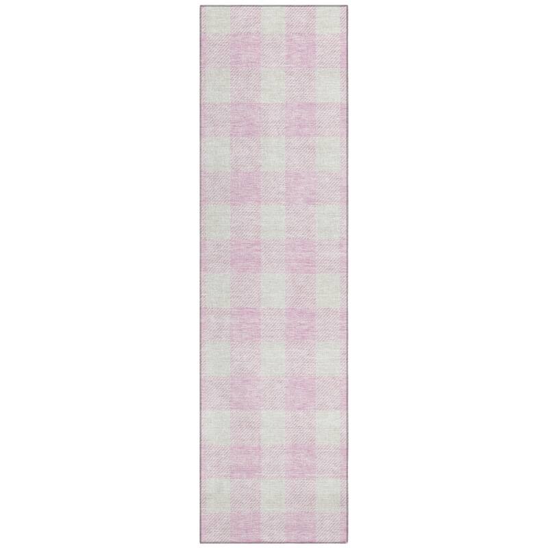 Machine Washable Indoor/ Outdoor Chantille Plaid Rug