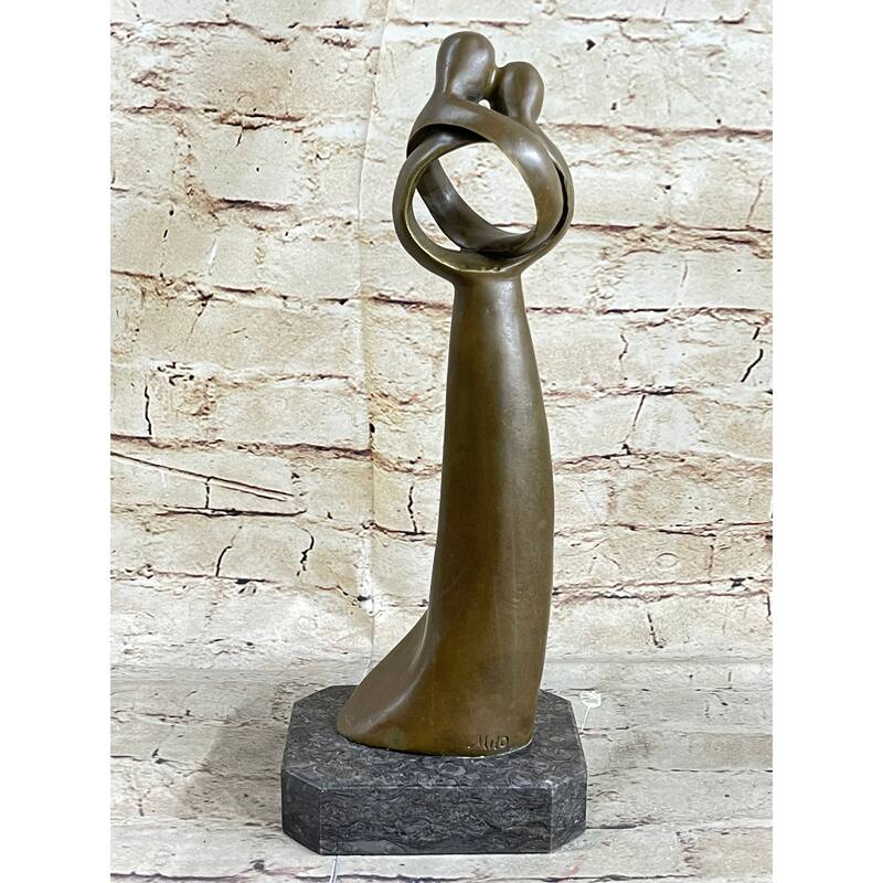 Abstract Modern Art Kissing Couple Genuine Bronze Sculpture Lost Wax Method Statue