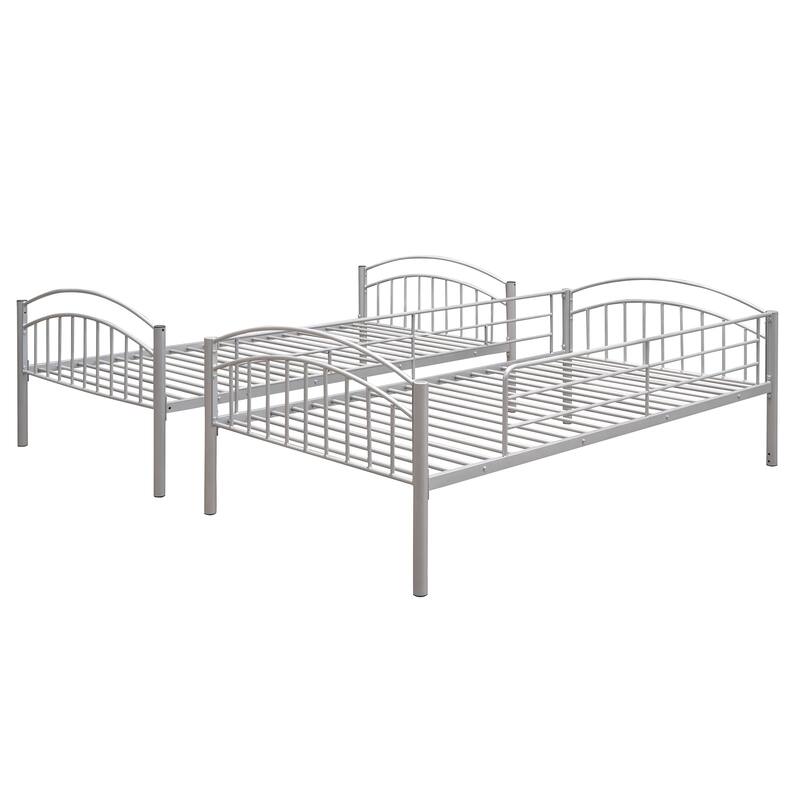 Twin Over Twin Steel Bunk Bed with Guardrails
