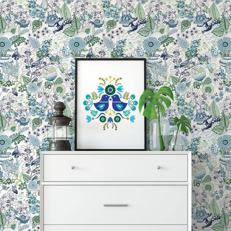 A-Street Prints Whimsy Blue Fauna Wallpaper