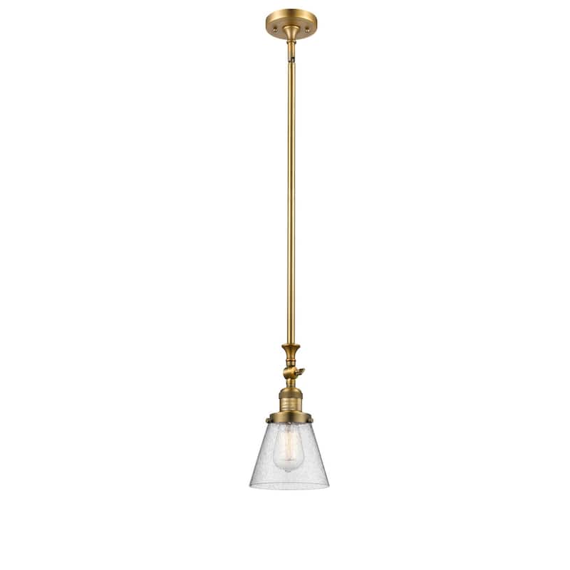 Innovations Lighting Small Cone 6" Wide Adjustable Mini Pendant - Brushed Brass / Seedy