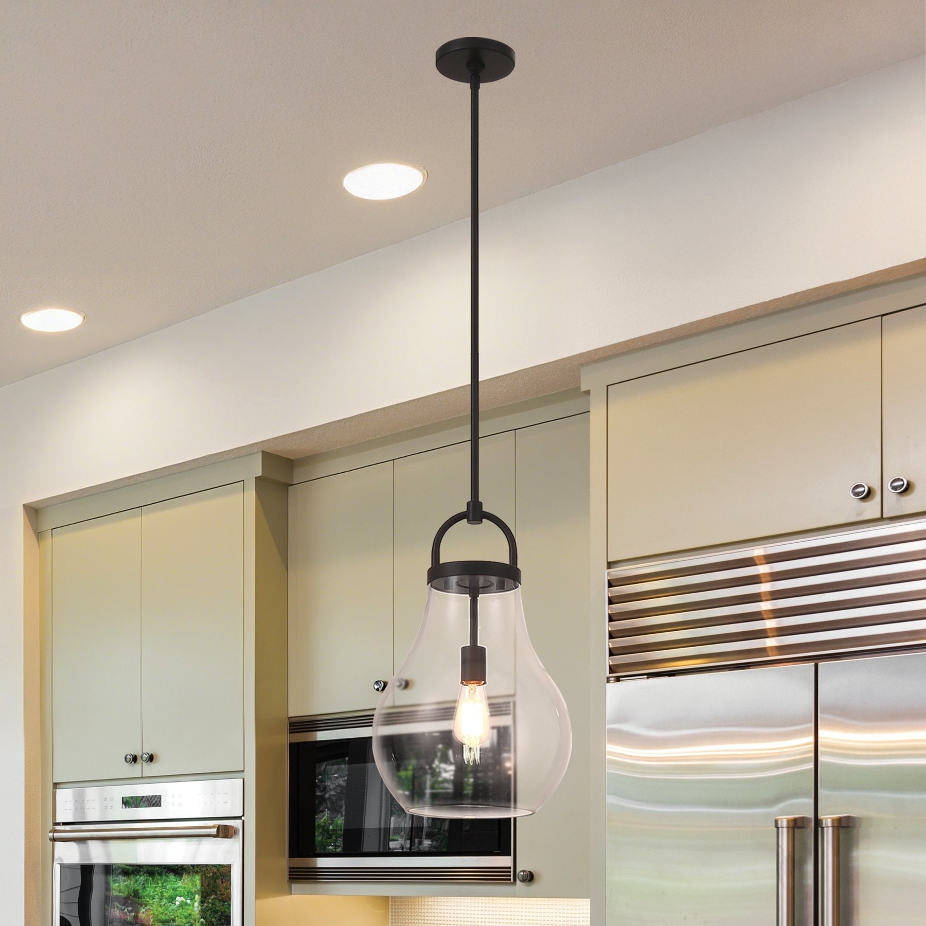 Thesis Mansfield 12-inch 1-light Matte Black Pendant Light with Clear Glass Shade