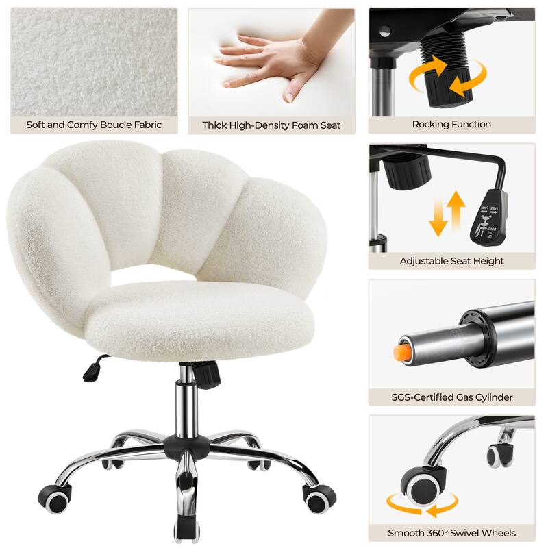 Yaheetech Upholstered Desk Chair Rolling Computer Chair with Cloud-shaped Backrest