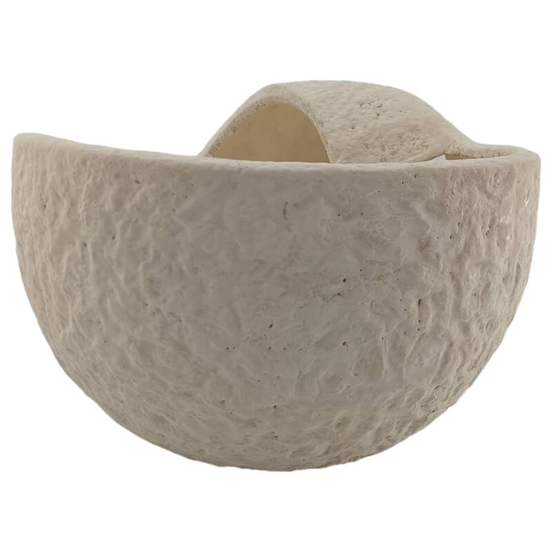 Ceramic Decorative Bowl Form Modern Textured Design - 7" Ivory - 15" x 10" x 7"