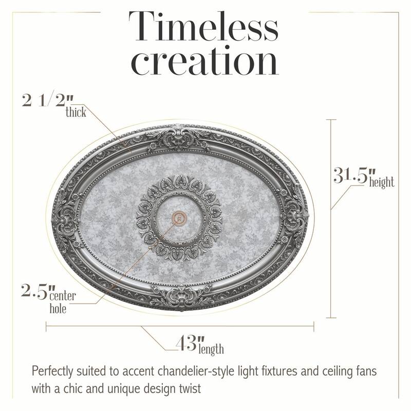 Antique Silver Petite Oval Ceiling Medallion