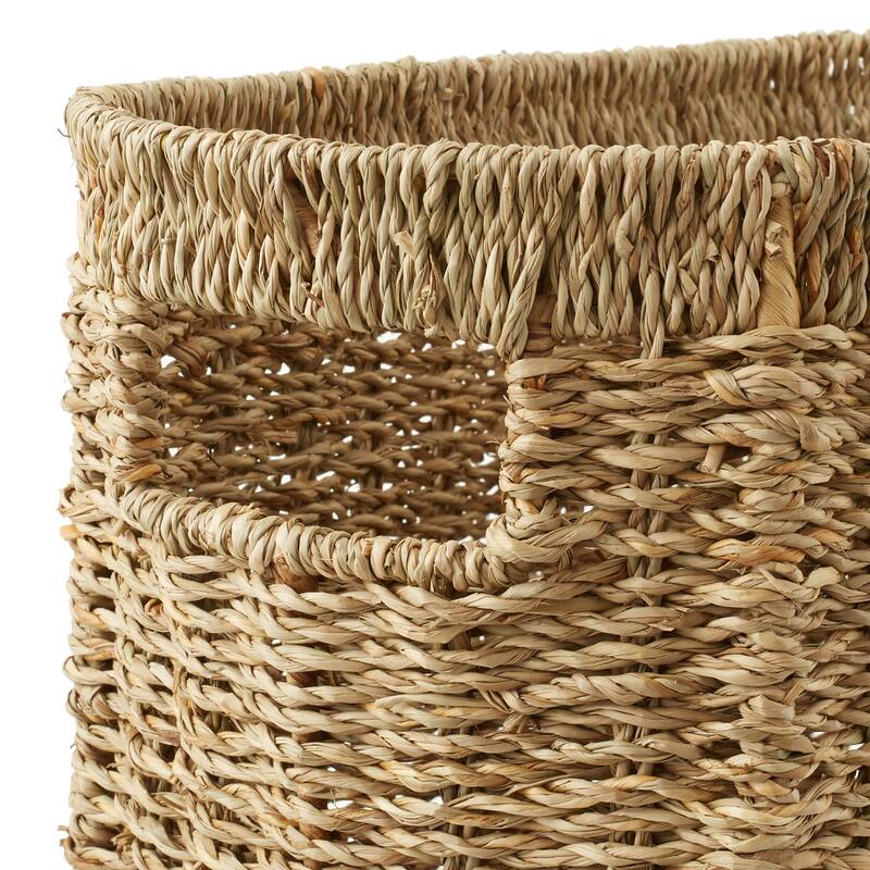 Magazine Holder Storage Basket Bin with Handles Seagrass Hyacinth - Natural - Seagrass