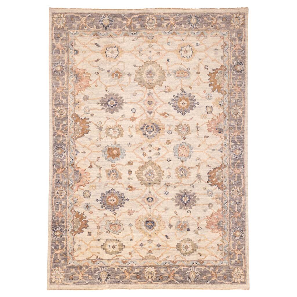 ECARPETGALLERY Hand-knotted Jules Serapi Light Grey Wool Rug - 9'10 x 13'9