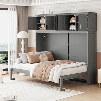 Gray Queen Size Multi-function Murphy Bed for Small Apartments