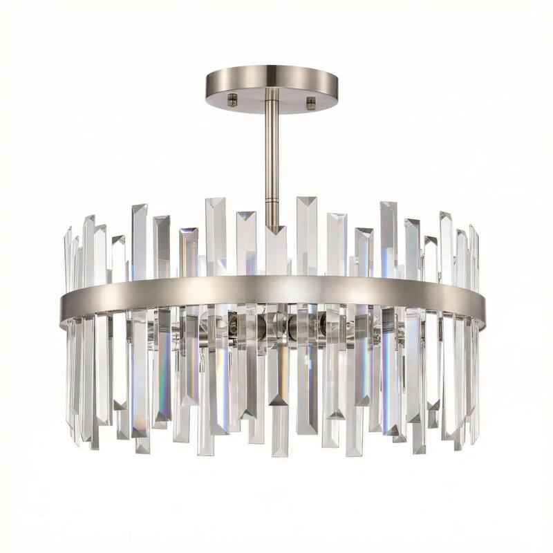 Casandra 5-Light Drum Crystal Glass Flush Mount.