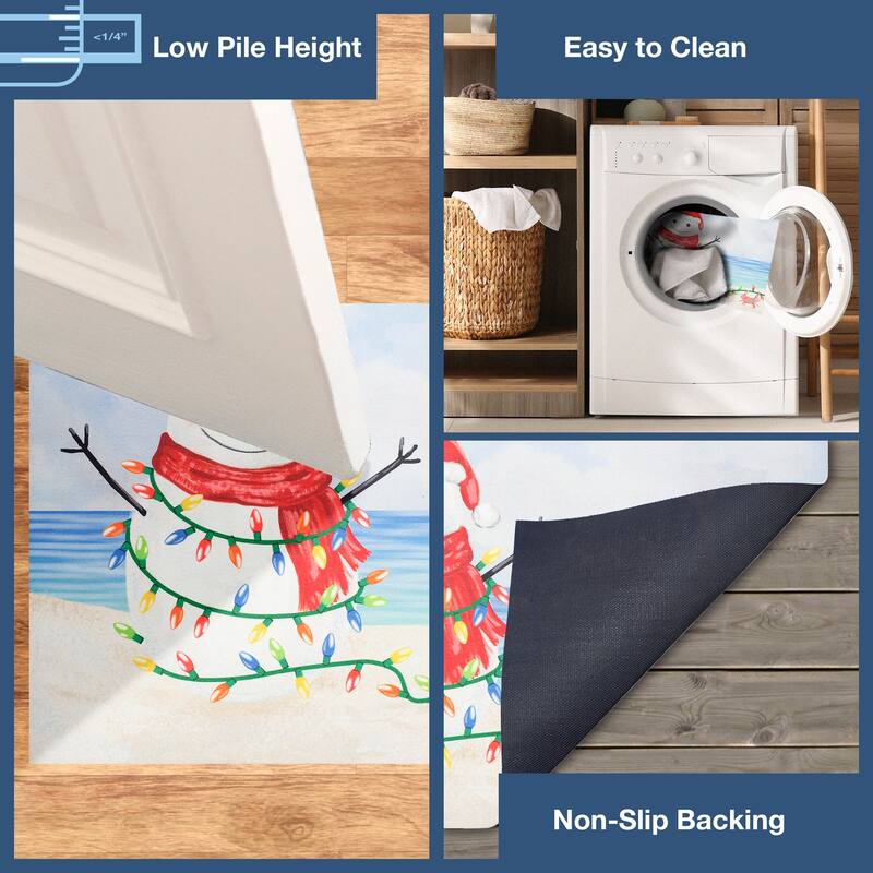 Liora Manne Illusions Beach Snowman Indoor/Outdoor Mat