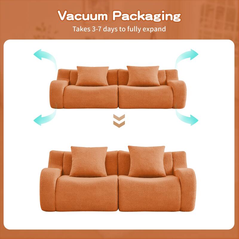 Anmytek Plush Cozy Teddy Fabric Boneless Sofa Anti-Slip Streamlined Design No-Assembly