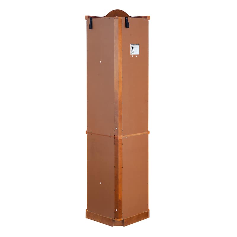 Lighted Corner Curio Cabinet, Freestanding Glass Display Cabinet, Wooden China Cabinet with Tempered Glass Doors & Shelves