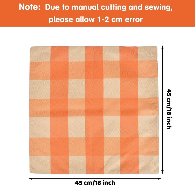 2PCS Orange Plaid Throw Pillows Covers Bed Bath & Beyond 38378293