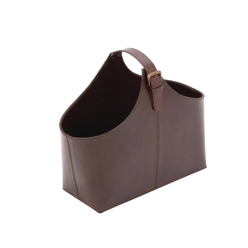 Leather Handmade Box Style Single Slot Magazine Holder with Buckle Handle - Brown, Dark Brown, Gray or Black - Roche River Decor