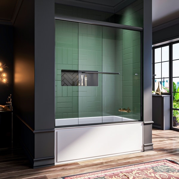 ELEGANT 60 x 62 Semi Frameless Double Sliding Shower Tub Door