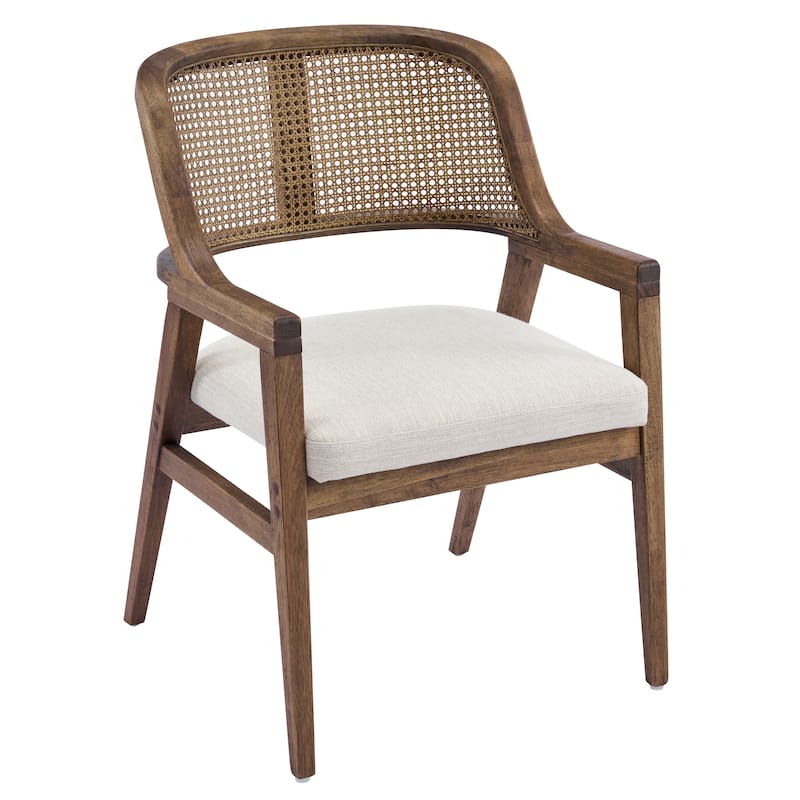 Christopher Knight Home - Mid-Century Extendable Dining Table Set with Upholstered Cane Back Dining Chairs