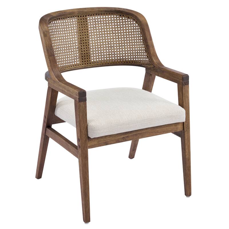 Christopher Knight Home - Mid-Century Modern Upholstered Cane Back Dining Chairs with Rubberwood Frame